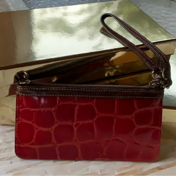 Dooney & Bourke Cranberry Croc-Embossed Clutch - Picture 7 of 11